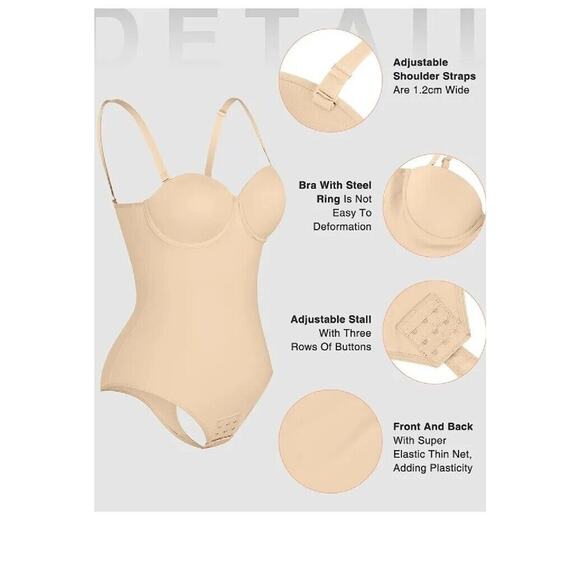 Nwt Feelin Girl Tan Underwire Thong Shapewear Size XXL - Picture 1 of 9